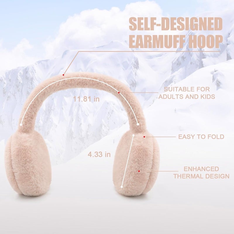 YATANAM Women Ear Muffs Winter Girls White Earmuffs Fuzzy Kids Black Ear Muff Cute Fluffy Ear Warmers Foldable Ear Covers Boy - Image 4